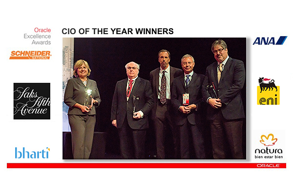 The 2013 winners of the "CIO of the Year" award. This award recognizes outstanding performance and vision in the role of chief information officer of an enterprise that uses Oracle products and services.