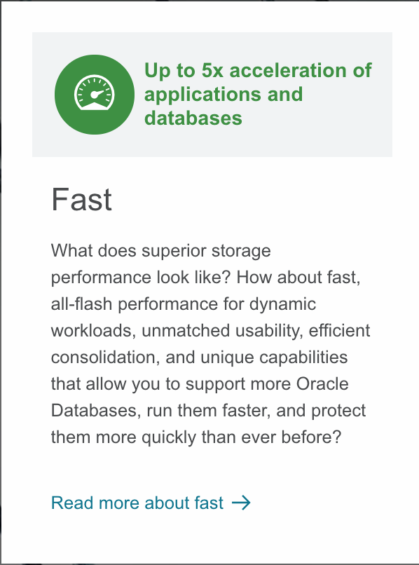 Oracle ZFS Storage is up to 5x acceleration of applications and databases.